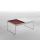 Table basse TRAY 80 cm Kendo, structure blanche, plateau tuile