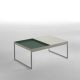 Table basse TRAY 80 cm Kendo, structure pierre, plateau olive