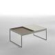Table basse TRAY 80 cm Kendo, structure pierre, plateau taupe