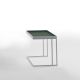 Table d'appoint TRAY Kendo, structure blanche, plateau olive