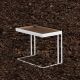 Table d'appoint TRAY Kendo, structure blanche, plateau noyer