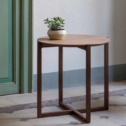 Table d'appoint ronde h 50 LOTTA Kendo, hêtre toasté, plateau hêtre naturel