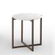 Table d'appoint ronde h 50 LOTTA Kendo en noyer, plateau marbre blanc