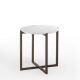 Table d'appoint ronde h 55 LOTTA Kendon en noyer massif, plateau marbre blanc