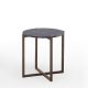 Table d'appoint ronde h 55 LOTTA Kendon en noyer massif, plateau marbre noir