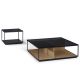 Table d'appoint carrée h 50 cm laquée noir et table basse finition noyer RITA Kendo