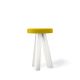 Tabouret chêne massif laqué blanc FLAK Punt, assise moutarde