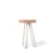 Tabouret chêne massif laqué blanc FLAK Punt, assise rose