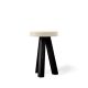 Tabouret chêne massif teinté ébène FLAK Punt, assise crème