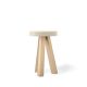 Tabouret chêne massif blanchi FLAK Punt, assise crème