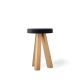 Tabouret chêne massif super mat FLAK Punt, assise noire