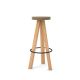 Tabouret de bar chêne massif blanchi FLAK Punt, assise bronze