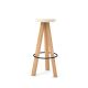 Tabouret de bar chêne massif blanchi FLAK Punt, assise crème