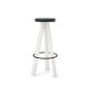 Tabouret de bar chêne massif laqué blanc FLAK Punt, assise anthracite