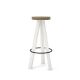 Tabouret de bar chêne massif laqué blanc FLAK Punt, assise bronze