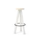 Tabouret de bar chêne massif laqué blanc FLAK Punt, assise crème