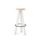 Tabouret de bar chêne massif laqué blanc FLAK Punt, assise rose