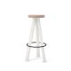 Tabouret de bar chêne massif laqué blanc FLAK Punt, assise sable