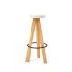 Tabouret de bar chêne massif super mat FLAK Punt, assise crème