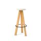 Tabouret de bar chêne massif super mat FLAK Punt, assise crème