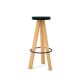 Tabouret de bar chêne massif super mat FLAK Punt, assise noire