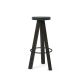 Tabouret de bar chêne massif teinté gris foncé FLAK Punt, assise anthracite