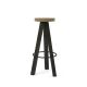 Tabouret de bar chêne massif teinté gris foncé FLAK Punt, assise bronze