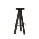 Tabouret de bar chêne massif teinté gris foncé FLAK Punt, assise noire