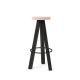 Tabouret de bar chêne massif teinté gris foncé FLAK Punt, assise rose