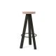 Tabouret de bar chêne massif teinté gris foncé FLAK Punt, assise sable