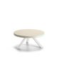 Table basse ronde chêne massif laqué blanc FLAK Punt, plateau crème