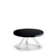 Table basse ronde chêne massif laqué blanc FLAK Punt, plateau noir