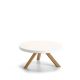 Table basse ronde chêne massif super mat FLAK Punt, plateau blanc