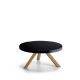 Table basse ronde chêne massif super mat FLAK Punt, plateau noir