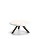 Table basse ronde chêne massif teinté gris foncé FLAK Punt, plateau blanc