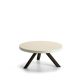 Table basse ronde chêne massif teinté gris foncé FLAK Punt, plateau crème