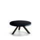 Table basse ronde chêne massif teinté gris foncé FLAK Punt, plateau noir