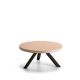 Table basse ronde chêne massif teinté gris foncé FLAK Punt, plateau rose