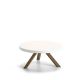 Table basse ronde chêne massif teinté gris Sienne FLAK Punt, plateau blanc