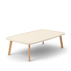 Table basse rectangulaire crème BREDA Punt en chêne massif super mat