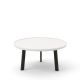 Table basse ronde blanche BREDA Punt pieds chêne massif teinté gris foncé