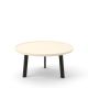 Table basse ronde crème BREDA Punt pieds chêne massif teinté gris foncé