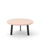 Table basse ronde rose BREDA Punt pieds chêne massif teinté gris foncé