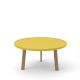 Table basse ronde moutarde BREDA Punt pieds chêne massif teinté gris Sienne