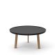 Table basse ronde noire BREDA Punt pieds chêne massif teinté gris Sienne