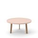 Table basse ronde rose BREDA Punt pieds chêne massif teinté gris Sienne