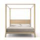 Lit baldaquin contemporain king size en chêne massif blanchi BREDA Punt, tête de lit chêne blanchi