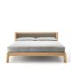 Lit contemporain king size en chêne massif super mat BREDA Punt, tête de lit tissu taupe