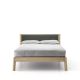 Lit contemporain 140 x 200 en chêne massif blanchi BREDA Punt, tête de lit tissu gris foncé