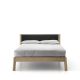 Lit contemporain 140 x 200 en chêne massif teinté gris Sienne BREDA Punt, tête de lit tissu noir